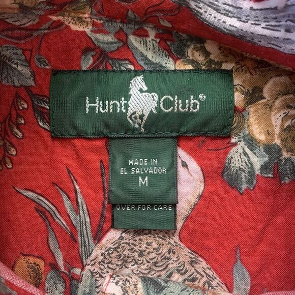 Hunt Club Women's Medium Red Nature Themed Collared Long Sleeve Button Up Top - Picture 5 of 16